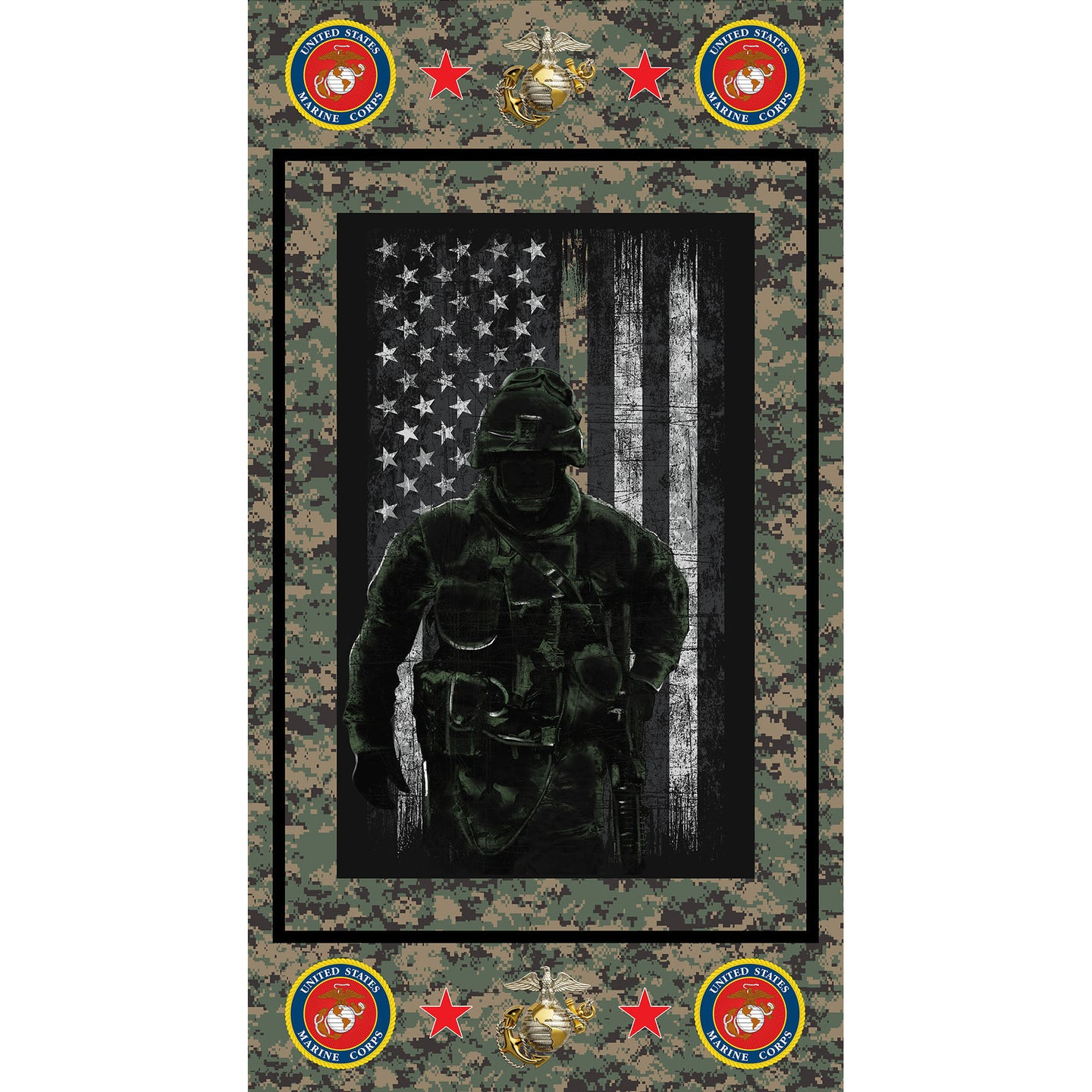 B07 Marines Flag Panel (24" X 44") 100% cotton