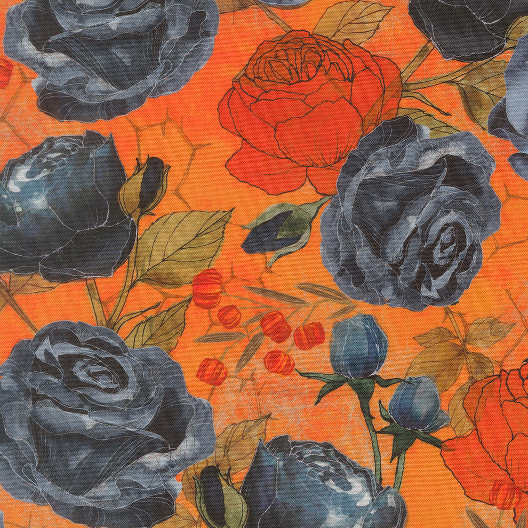 Coven Orange with Roses 100% Cotton
