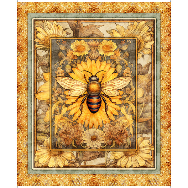 A01 Queen Bee Panel 43/44" wide 100% Cotton