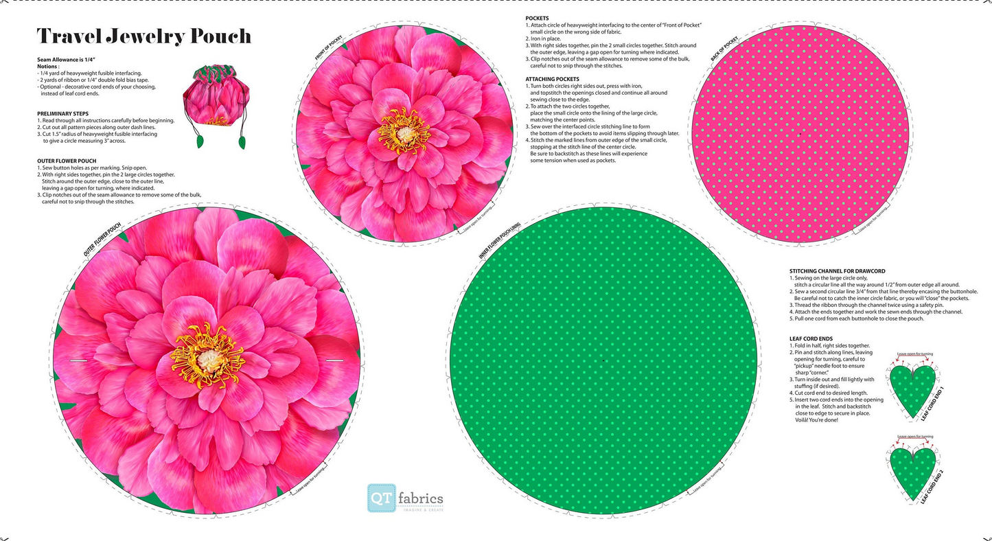 D10 Sew & Go Jewelry Poach Panel DP 43/44" wide 100% Cotton