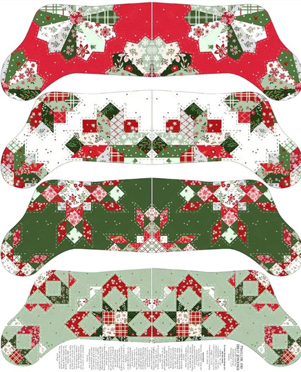 F09 Mistletoe & Holly Stockings Panel 100% cotton 43/44"