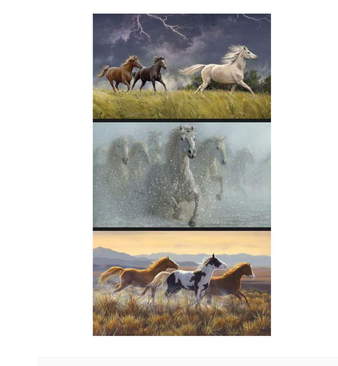 G00 Pillow Panel Wild Horses 43/44" 100% cotton per PANEL