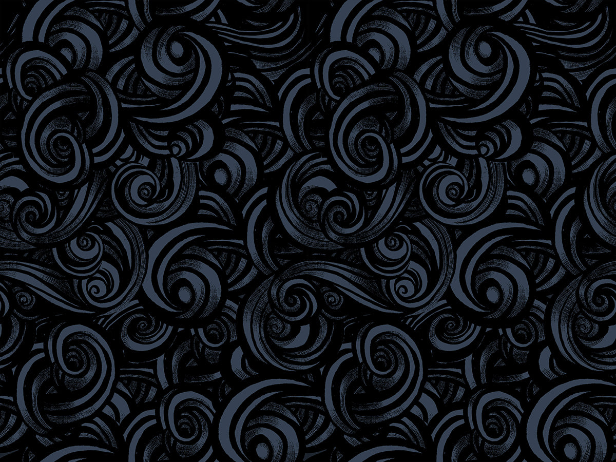 Fireglow- Swirls Black 100% Cotton
