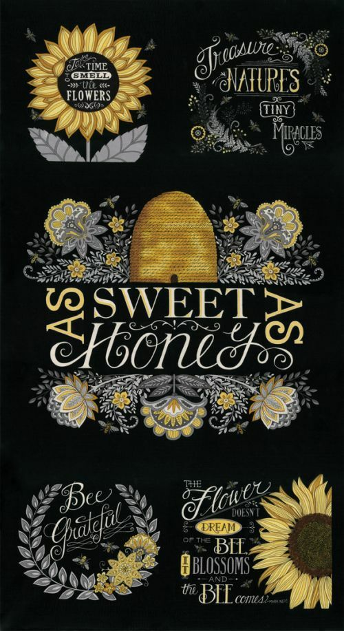 A02 Bee Grateful Panel 100% Cotton