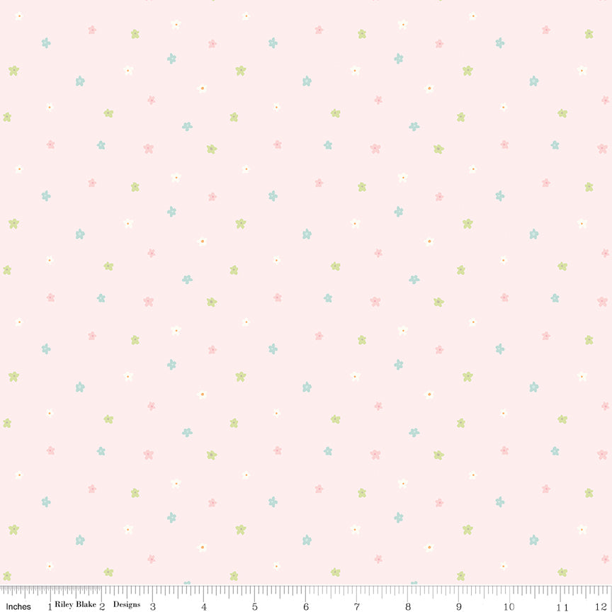 Little Posies Daisy Pink 100% Cotton