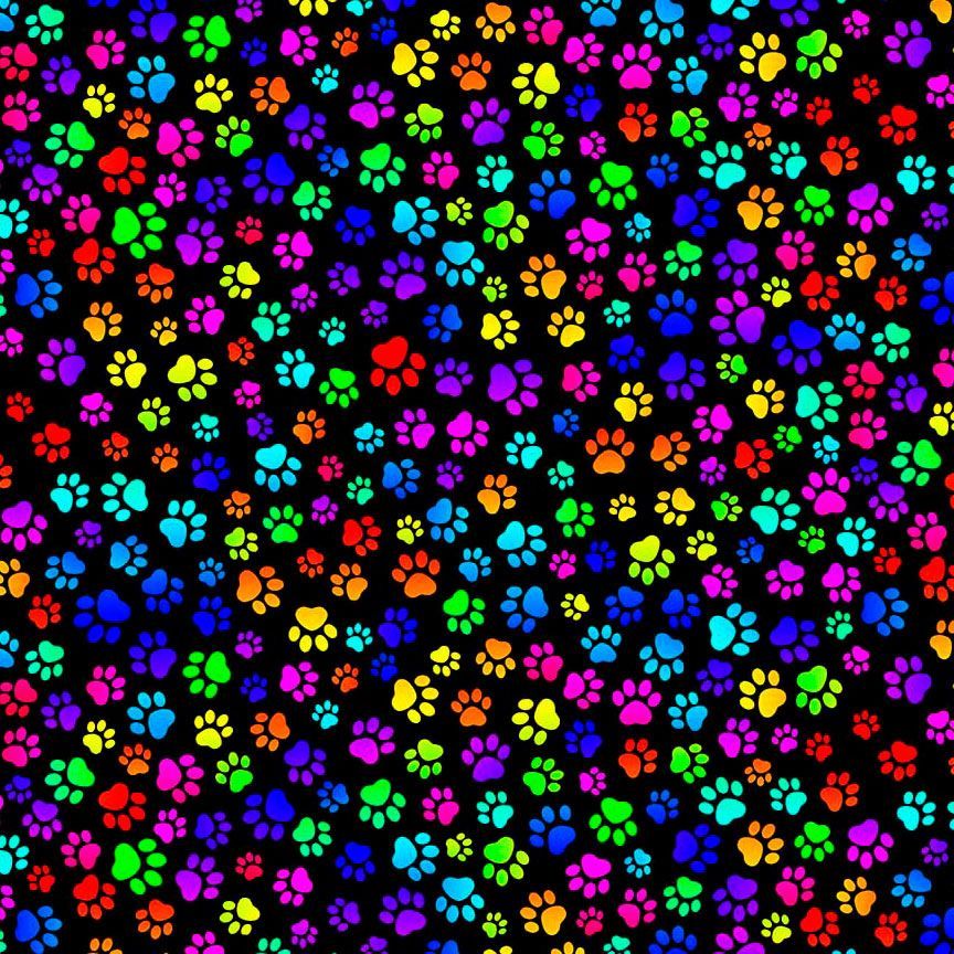 Bright Paw Prints 100% Cotton