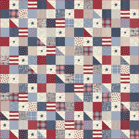 Moda Stateside Kit  finished 60" x 60" includes pattern and 100% Cotton fabric for quilt top and binding.