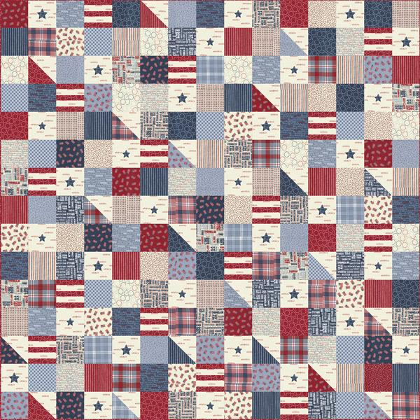 Moda Stateside Kit finished 60" x 60" includes pattern and 100% Cotton fabric for quilt top and binding.
