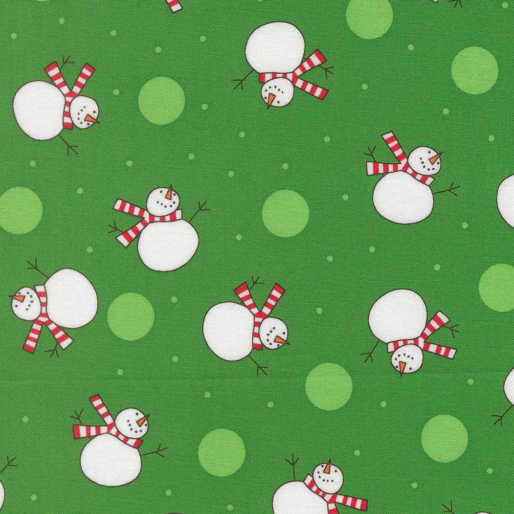 Snow Time- Evergreen Snowmen 100% Cotton