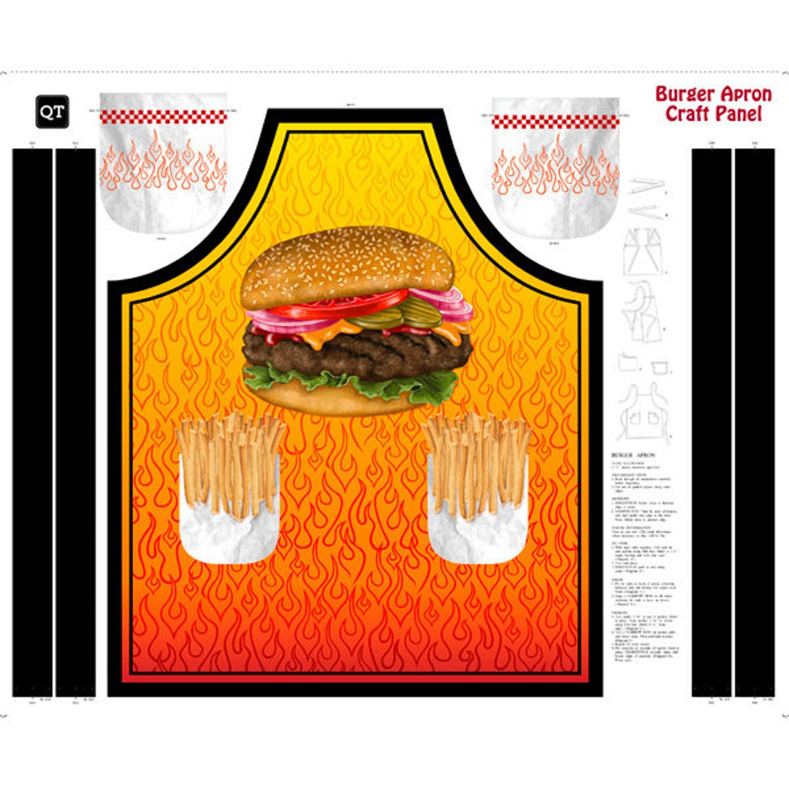 A00 Sew & Go APRON Panel Burger 43/44" wide 100% Cotton