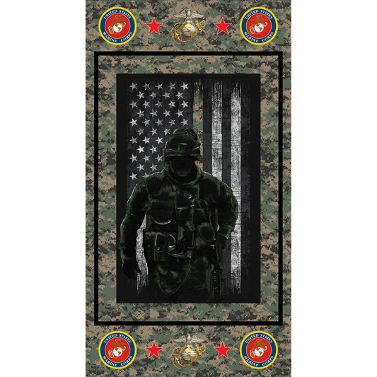 B07 Marines Flag Panel  (24" X 44") 100% cotton