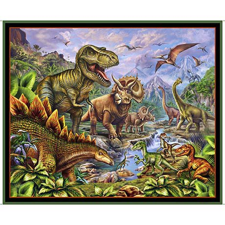 C08 Jurassic Large Digital Panel  43/44" wide 100% Cotton
