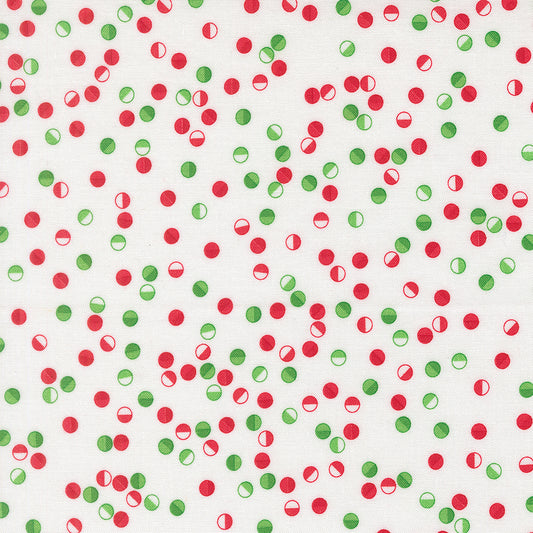 Snow Time- Winter White Dot 100% Cotton