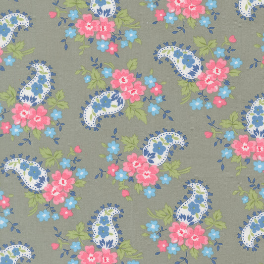 Cat Named Stitch - Floral Grey - 100% Cot 44/45"