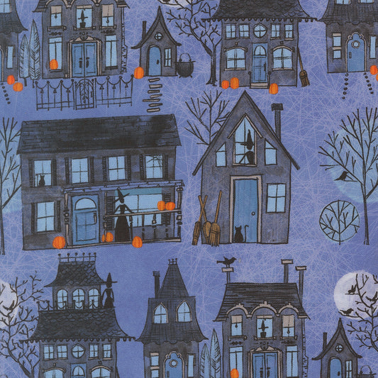Coven Dusk with Houses 100% Cotton