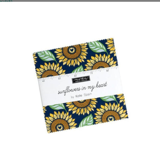 Moda Sunflowers in my Heart 100% Cotton Charm Pack 5"