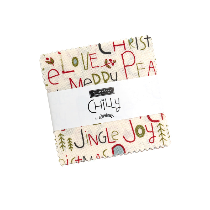 Fabric swatches with Christmas-themed text on a white background