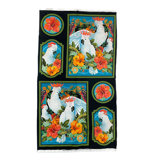 A06 Cockatoos Digital PANEL 43/44" wide 100% Cotton