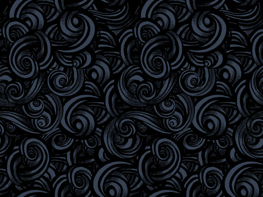 Fireglow- Swirls Black 100% Cotton
