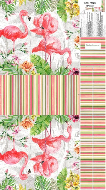 A00 Flamingo Bay Digital Tote Panel 44" wide X 24" 100% cotton