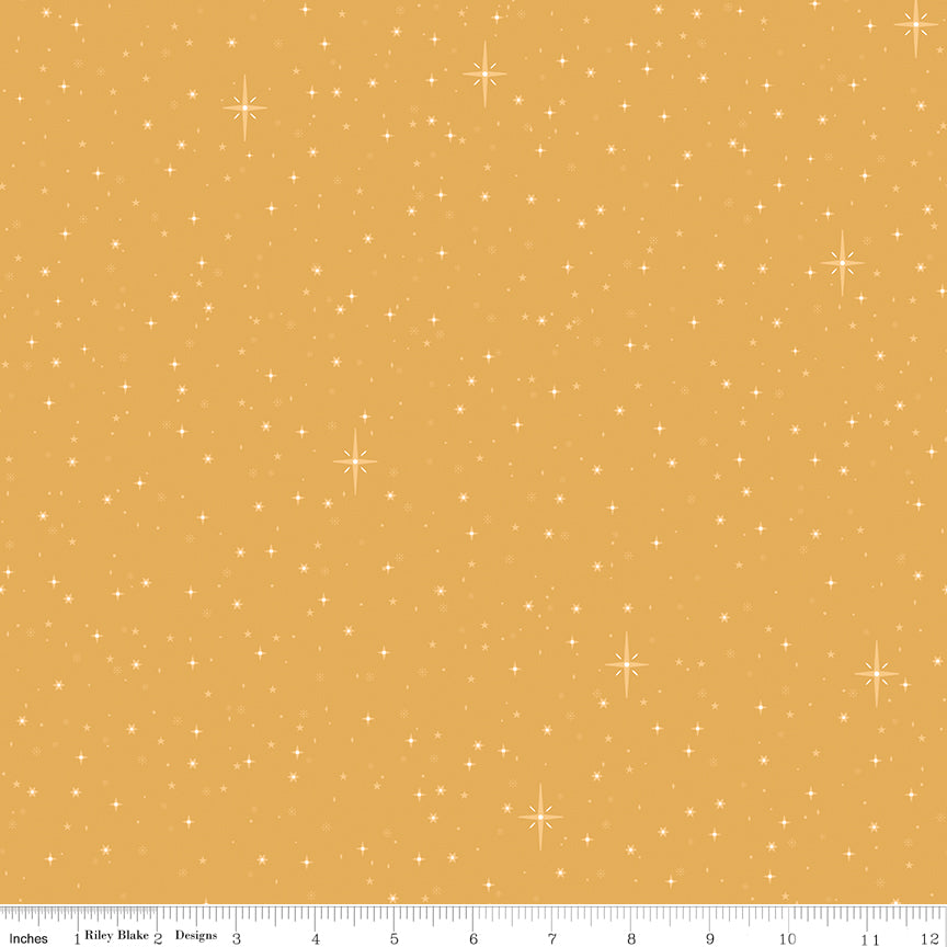 Christmas Wishes- Starry Sky Gold 100% Cotton