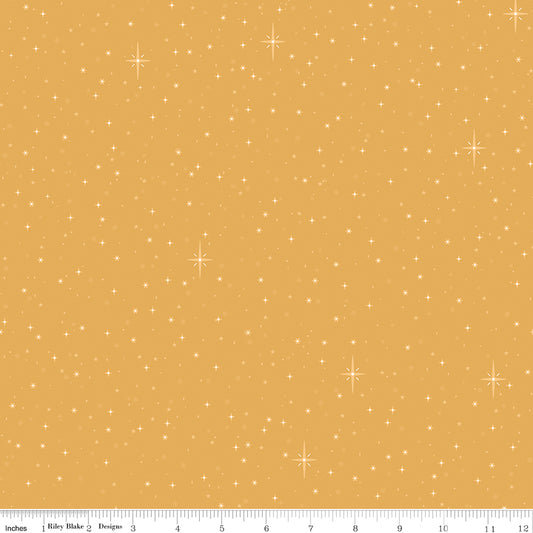 Christmas Wishes- Starry Sky Gold 100% Cotton