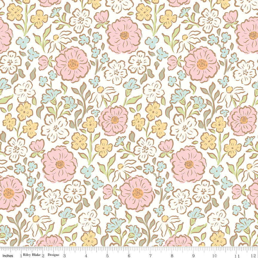 Little Posies Flowers Cloud 100% Cotton
