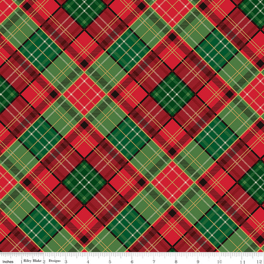 Red and green plaid fabric pattern