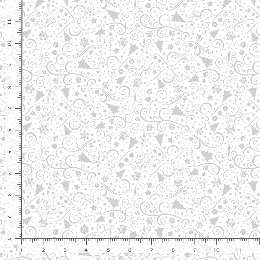 White on White Christmas Trees, 100% Cotton 44/45"
