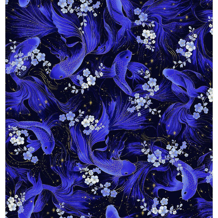Lotus Metallic- Koi Fish 100% Cotton