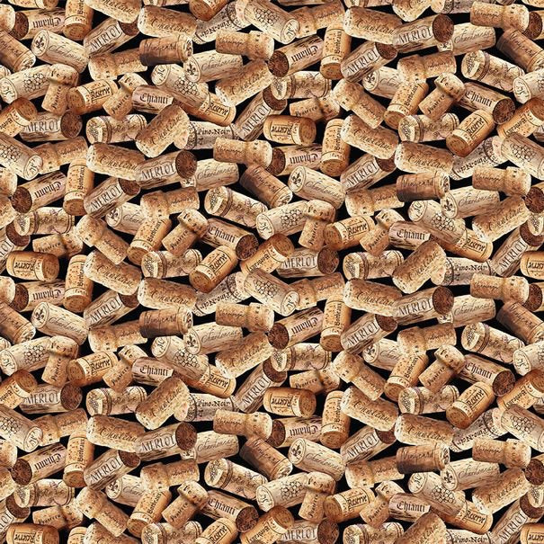 Wine Corks, 100% Cotton 44/45"