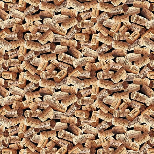 Wine Corks, 100% Cotton 44/45"