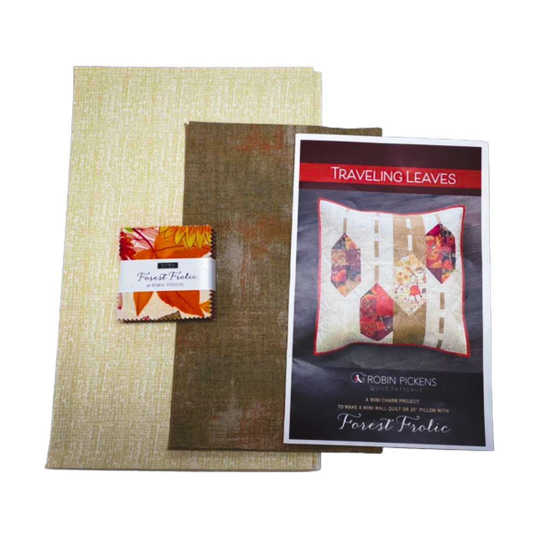 Forest Frolic Traveling Leaves Mini Charm Kit: Mini Charm, Pattern, 3/8 Thatched, F8 Grunge