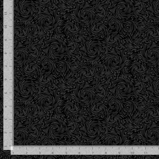 Timeless Treasures Black on Black- Swirl