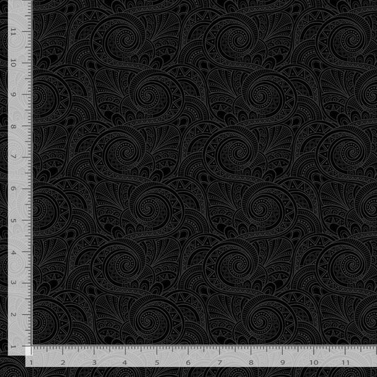 Timeless Treasures Black on Black- Geo Swirls